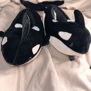 Plush Black Slippers